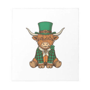 Bloc-note Vache des Highlands mignonne chemise vintage trèfl