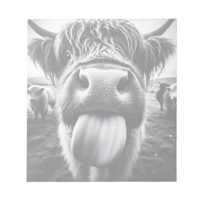 Bloc-note Vache drôle noir et blanc (Devant)