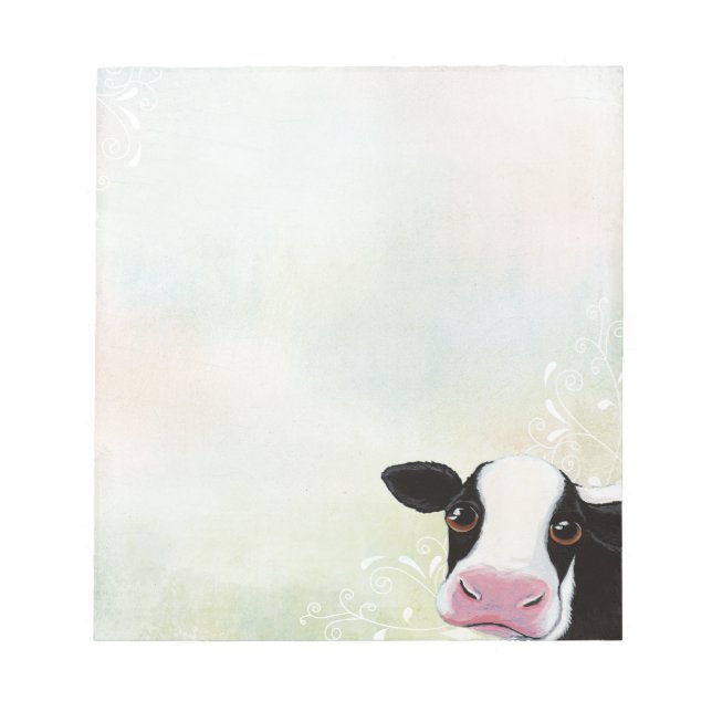 Bloc-note Vache mignonne avec perruques et pastels arc-en-ci (Devant)