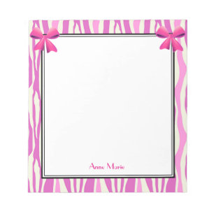 Bloc-note Vaches roses avec Motif Zebra rose