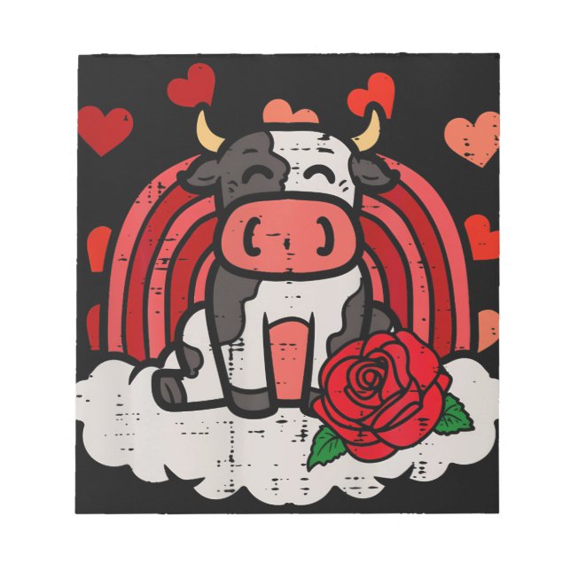 Bloc-note Valentines Day Vache Rainbow Cute Farm Girls (Devant)