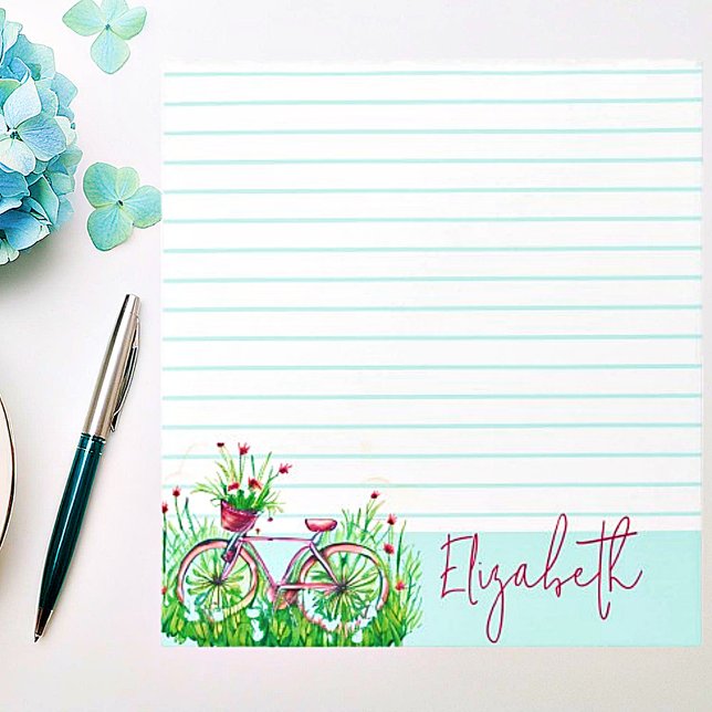 Bloc-note Vélo à fleurs rouges personnalisé (Créateur téléchargé)