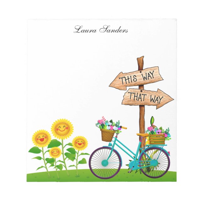 Bloc-note Vélo Avec Panier De Fleurs (Devant)