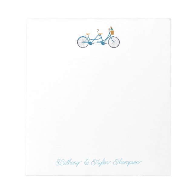 Bloc-note Vélo pour deux aquarelles Vélo et Noms (Devant)