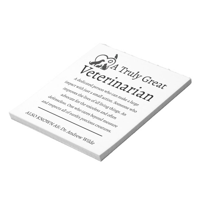 Bloc-note Véritable grand vétérinaire soins aux animaux (Tourné)