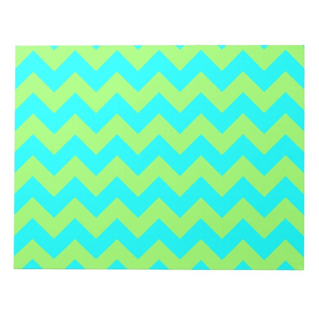 Bloc-note Vert clair et zigzag aqua (Devant)