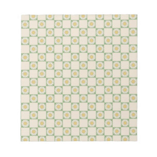 Bloc-note Vert esthétique À damiers tournesol Motif Y2K