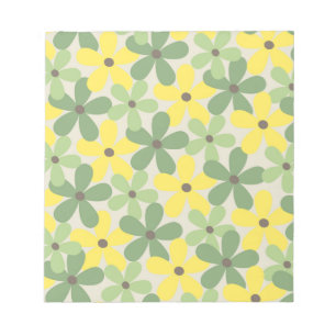 Bloc-note Vert jaune rétro Y2K les années 70 Fleur Motif