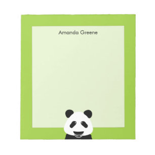 Bloc-note Vert moderne d'ours panda personnalisé