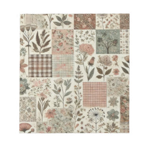 Bloc-note Vert Patchwork rose rose Floral Design Quilé