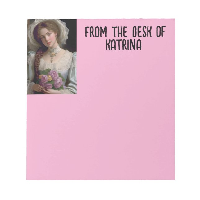 BLOC-NOTE VICTORIAN FILLE ROSE PERSONNALISÉ STATIONNAIRE (Devant)