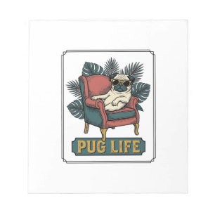 Bloc-note Vieille Vie de Pug Lunettes de soleil de chien coo