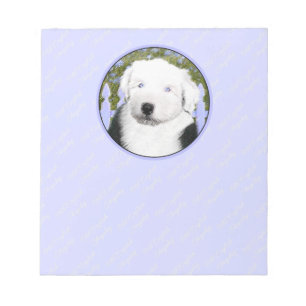 Bloc-note Vieux anglais Sheepdog Puppy Peinture - Chien Art
