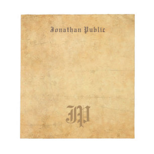 Bloc-note Vintage Élégant vieux papier look Modèle Monogramm
