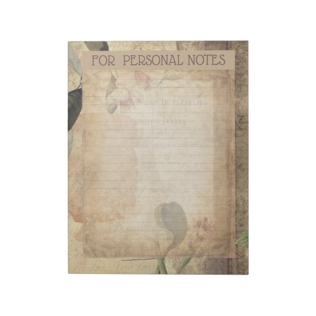 Bloc-note Vintage fleur magnolia antique éphémère abstraite (Tourné)