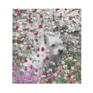 Bloc-note Violette en fleurs - chien blanc de Westie