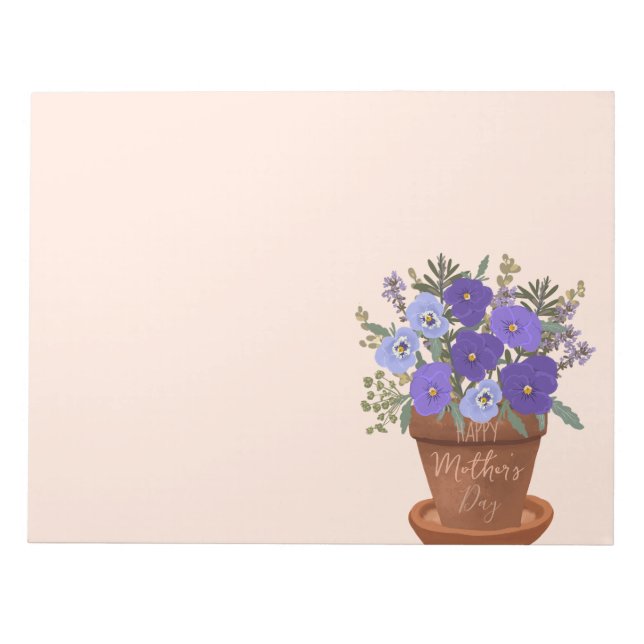 Bloc-note Violettes violettes dans un pot – Fleurs pour la f (Devant)