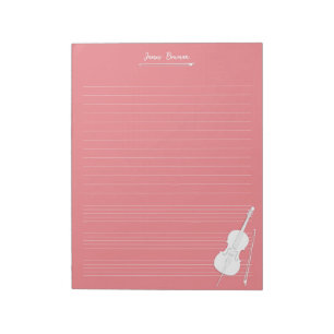 Bloc-note Violoncelle blanc & Archet Cours de musique person