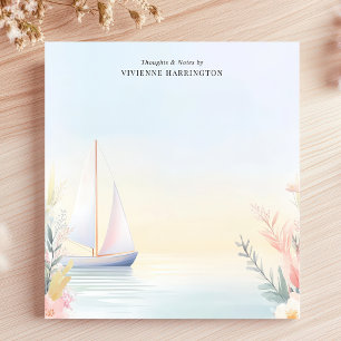 Bloc-note Voilier Tranquille Aquarelle Florale Personnalisée