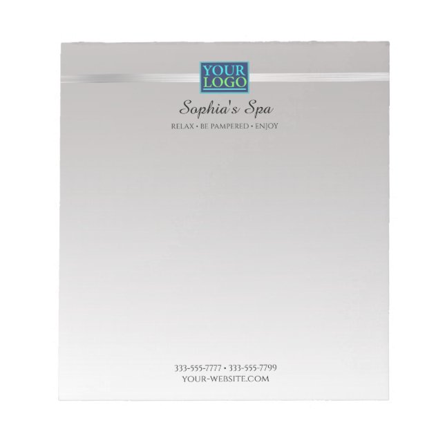 Bloc-note Votre logo, nom commercial et informations Silver  (Devant)