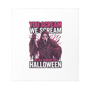 Bloc-note Vous criez Nous Halloween Ghostface Couteau Sangla