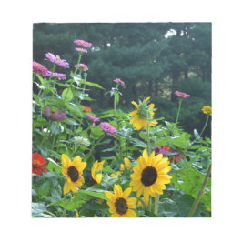 Bloc-note Vue jardin- tournesol, marguerites, cosmos