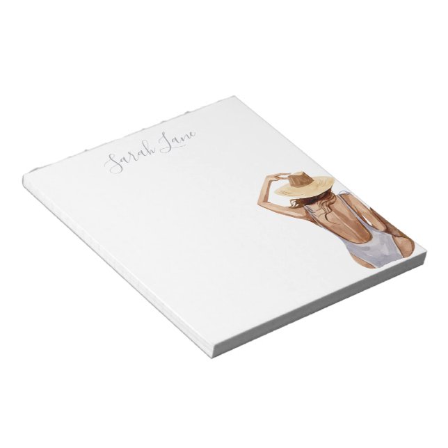 Bloc-note Watercolor Beach Girl personnalisée (Incliné)
