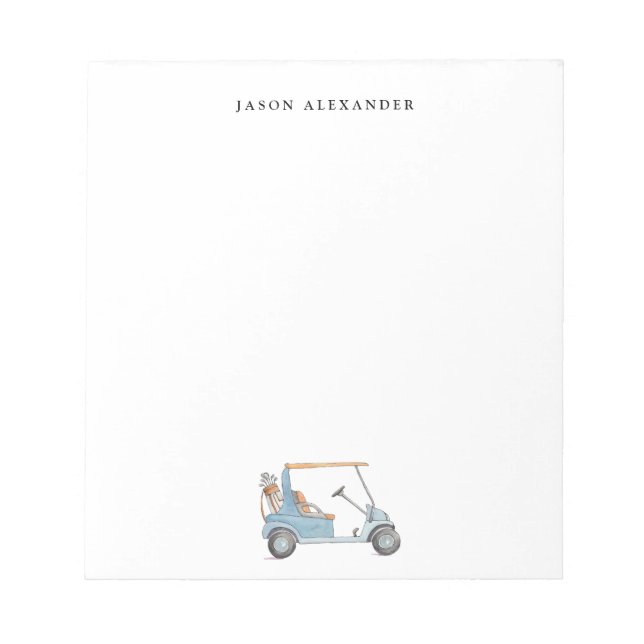 Bloc-note Watercolor Blue Golf cart Personnalisé (Devant)
