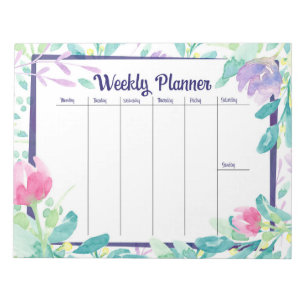 Bloc-note Watercolor Dainty Floral Weekly Planner