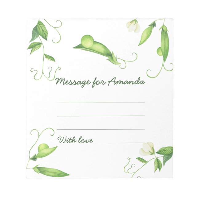 Bloc-note Watercolor Pea birthday time capsule message (Devant)