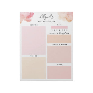 Bloc-note Watercolor Pink and Orange Custom Plans Notepad