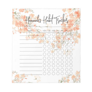 Bloc-note Watercolor Rosy Minimal Script Habit Tracker