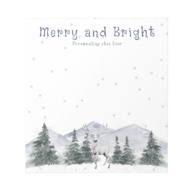 Bloc-note Watercolor Winter White Reindeer Personalized (Devant)