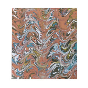 Bloc-note Waves In Red and Blue Acrylic Pour Abstract Art