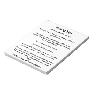 Bloc-note Waxing take home aftercare sheets
