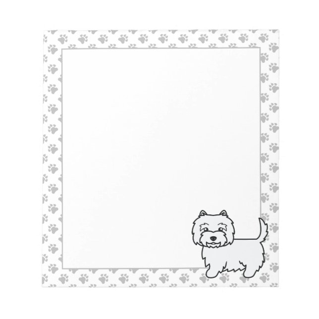 Bloc-note West Highland White Terrier Cartoon Chien & Paws (Devant)
