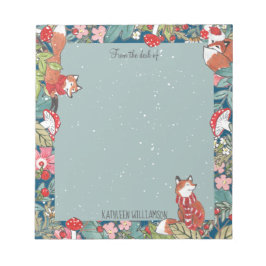 Bloc-note Whimsical Fox Champhroom Turquoise Woodland Noël