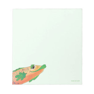 Bloc-note Whimsical Funky Poisson Peinture orange et vert