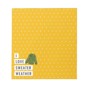 Bloc-note Whimsical I Love Sweater Météo Pois Or