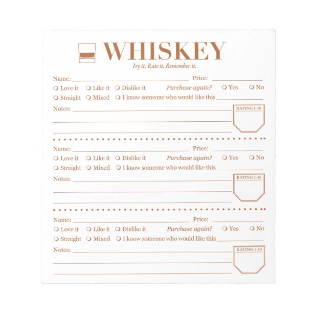 Bloc-note Whiskey Tracker, Whiskey Lover Tableau d'évaluatio (Devant)