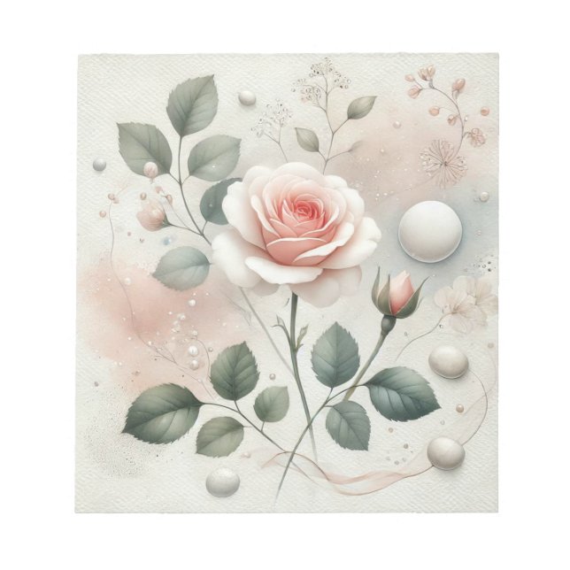 Bloc-note Whisper d'un Rose - Une élégance d'aquarelle rêvée (Devant)