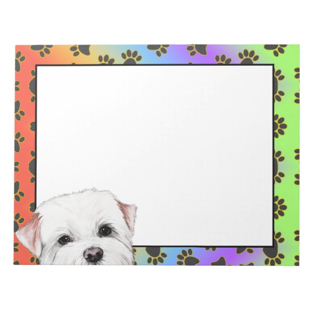 Bloc-note White Border Terrier coloré chien motif de patte d (Devant)
