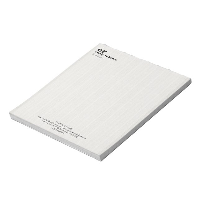 Bloc-note White Linen Burlap Gray Typography (Tourné)