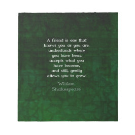 Bloc-note William Shakespeare Friendship Citation Inspiratio