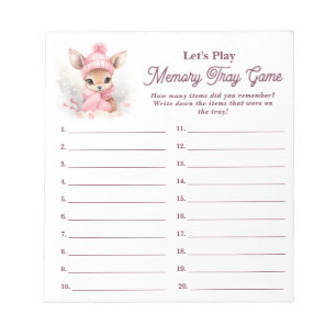 Bloc-note Winter Deer Girl Baby shower Memory Tray Jeu