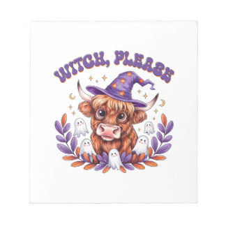 Bloc-note Witch Please Highland Cow Halloween