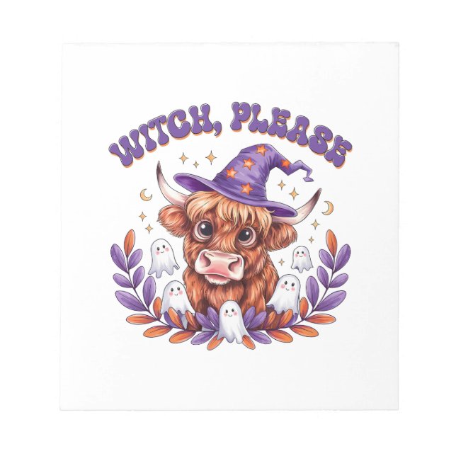 Bloc-note Witch Please Highland Cow Halloween (Devant)