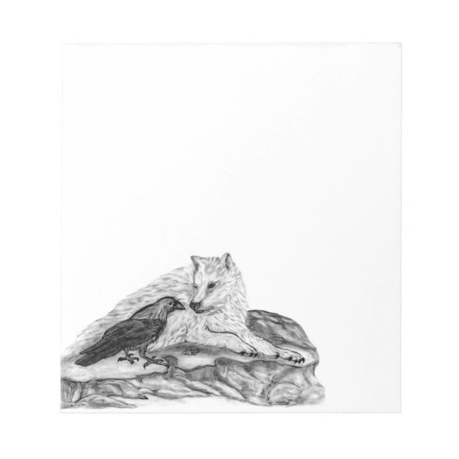 Bloc-note Wolf and Raven black and white design (Devant)