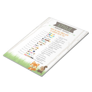 Bloc-note Woodland Emoji Nursery Rhyme Jeu Baby shower