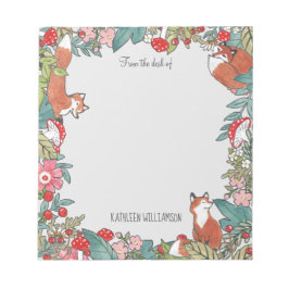 Bloc-note Woodland Grey Fox Foxes Forest Leaf Personnalisé
